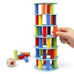 Coogam Wooden Leaning Tower Game - Tumbling Block Toppling Timber Stacking Tower Toy Games Montessori Gift for Kids