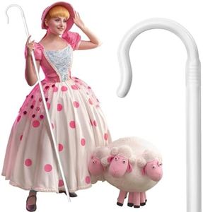 Gagift World White 63IN Adjustable Shepherd Staff, Plastic Shepherd's Hook Prop, Wizard Crook Cane Walking Stick for Nativity Costume,Shepherd Costume & Halloween Cosplay Accessory