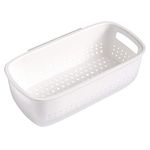 UPKOCH 2-in-1 Kitchen Colander and Rinsing Bowl Set, Double-Layer Plastic Strainer for Fruit, Vegetable, Pasta, Over the Sink Storage Basket, 27.5x14.3x9.4cm (White)