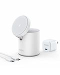 Anker Magnetic Wireless Charger, 623 MagGo 2-in-1 Charging Station with 20W USB-C Charger, for iPhone 14/14 Pro/14 Pro Max/13/13 Pro Max, AirPods Pro (Dolomite White)