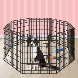 Beastie 36" Foldable Pet Dog Metal Playpen, Universal Portable Pet Exercise Cage Play Yard Enclosure Fence for Indoor Outdoor, 8 Panels Folding Dog Play Pen Frame for Puppy Cat Rabbit Animal