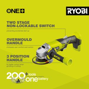 Ryobi 18V ONE+ Angle Grinder – Cordless Tool Only