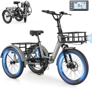 SUNYRISY 20-Inch Folding Electric Tricycle – Adult 3-Wheel Bike