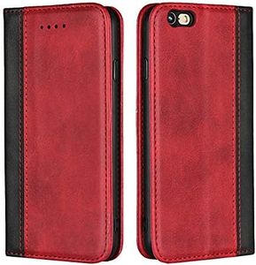 Cavor for iPhone 6 Case,iPhone 6S Case,Premium Leather Folio Flip Wallet Case Cover Magnetic Closure Book Design with Kickstand Feature & Card Slots(4.7")-Red