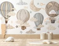 BelleImpression Hot Air Balloon Wall Stickers for Nursery Wall Decor, Removable Wall Decal Cloud Stickers for Kids Bedroom, Living Room, playroom - Neutral Large