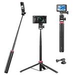 59Inch/146cm Selfie Stick Tripod for Gopro ULANZI MT-71 Long Extendable Vlog Handle Portable Lightweight Tripod Stand Compatible with Gopro Hero 12/11/10/9/8/7 Insta360 One XR/RS/GO DJI Action