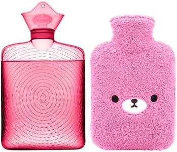samply Hot Water Bottle with Cute Fleece Cover, Hot Water Bag for Hot and Cold Compress, Hand Feet Warmer, Neck and Shoulder Pain Relief, Purple Bear