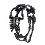 U7 Chunky Black Bracelet Skull Jewellery For Men Boys Stainless Steel Skeleton Bangle