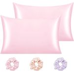 Cloth Fusion Satin Pillow Cover Set of 2, Satin Pillow Cases for Hair and Skin with Envelope Closure (17"X27" Inches) (Baby Pink)