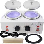 1.2L Double Wax Warmer Machine Wax Pot for Hair Removal, Professional Electric Wax Heater with Adjustable Temperature Set for Women Men with 40PCS Wooden Wax Sticks