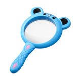 Kids Magnifying Glass 3X Handheld Magnification with 75mm Magnifying Lens, Shatterproof Magnifier with Non-Slip Soft Rubber Handle for Reading Books Inspecting Insects Hobbies Arts and Crafts (Blue)