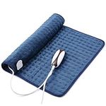 Electric Heating Pad Heated Pad for Back Neck Shoulder Pain Relief with Automatic Switch-Off 5 Heat Level Settings for Body Muscle Relaxation,Machine Washable (Blue, 44 x 66cm/20 x 24 inches)