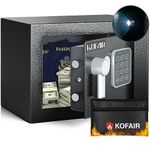 KOFAIR Small Safe Box for Home Safe (0.23 Cubic Feet) with Fireproof Bag, Personal Safe Box for Money Safe for Cash Saving, Mini Safe Box with Key, Digital Safety Box with Light, Money Lock Box