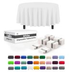 24-Pack White Plastic Table Cloth - 84-Inch Round Disposable Tablecloth for Parties - Round Tablecloth - Disposable Table Cloths for Parties - Plastic Table Cover for Picnics - Exquisite