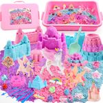 Geebiiny 3 Colours Unicorn Play Sand Set for Kids, Unicorn Gifts for Girls Girls Birthday Presents Age 3-9 Year Old Girls Toys for 3-9 Year Old Sand Art Kits for Kid Christmas Xmas Gifts for Kids