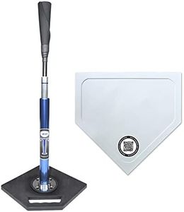 Jugs T—Pro Style Batting Tee and Throw Down Home Plate. Will Not Tip Over, 24” - 46” Adjustment Range, Patented Grip-N-Go Handle, Always-Feel-The-Ball Flexible Top, 1-Year Guarantee., Blue (A0418)