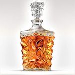 Friday Society European Diamond Crystal Clear Glass Decanter 1 Pcs - Perfect for Whiskey, Scotch, Wine, Vodka, Tequila, Rum etc