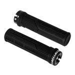 FIFTY-FIFTY Mountain Bike Grips, Single Lock-on MTB Handlerbar Grips, Soft and Comfortable, Non-Slip Locking Bicycle Handle for All Mountain, Enduro, Downhill (Black)