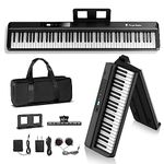 [2024 New] 88 Key Digital Piano Full Size, Semi-Weighted Folding Piano Keyboard, Built-in Bluetooth & MIDI Electric Piano Keyboard for Adult, Toddlers, Kids