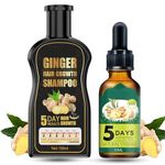 Ginger Shampoo & Ginger Hair Growth Serum Set, Anti Hair Loss Essence Shampoo, Hair Thickening Nourishes Scalp Shampoo, Natural Essence Hair Growth Oil for Bald, Thin Hair for Hair Loss Women Men