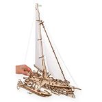 UGears Trimaran Merihobus 3D Puzzle Ship | Antique Home Decor Ship 3D Wooden Puzzles for Adults | STEM Learning DIY Kits for Adults | Antique Wooden Sailing Projects | Decorative Ship for Living Room