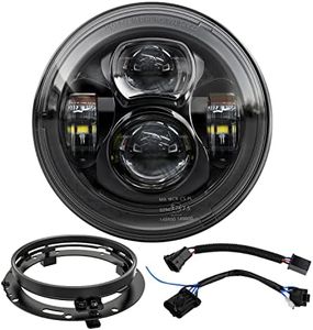 4X4FLSTC 7 Inch LED Motorcycle Headlight Headlamp High Low Beam for Touring Street Glide Road King Fatboy Heritage Softail Switchback Electra Glide Ultra Classic with Bracket Mounting Ring DOT Black
