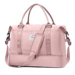 Travel Duffel Bag, Sports Gym Tote Bag for Women, Carry on Luggage Bag for Airplanes, Lightweight Weekender Overnight Shoulder Bag Waterproof Beach Hospital Bag with Shoes Compartment,A3-Pink