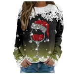 Christmas Jumper for Women UK Long Sleeve Crewneck Sweatshirts Casual Christmas Sweatshirts Winter Christmas Print Ladies Pullover Tops Loose Women's And Men's Tops for Work Officce