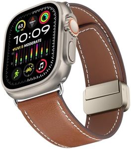 HITZEE Compatible avec Bracelet Apple Watch 49mm 45mm 44mm 42mm, Bracelet de Remplacement en Cuir Véritable avec Fermoir Magnétique Conçus pour Apple Watch Ultra 2 Série 9 8 7 SE 6 5 4 3 2 1, Marron