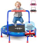 Happin 36" Mini Foldable Toddler Trampoline for Kids with Height-Adjustable Handle, Noise-Free Kids Trampoline Indoor with Super Safety Pad & Durable Steel Frame, Indoor/Outdoor