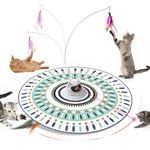 Forzaforte 4-in-1 Interactive Cat Toy for Indoor Cats, Automatic Rechargeable Cat Toy with Moving Feathers and Laser Play, 4 Modes for Kittens and Adult Cats