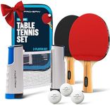 PRO SPIN All-in-One Portable Ping Pong Paddle Set (2-Players) | Table Tennis Set | Retractable Ping Pong Net (Up to 72" Wide) | Premium Paddles | 3-Star Balls | Storage Case | Game Table | Gift