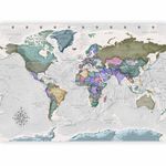 murando Premium Photo Wallpaper World map 300x210 cm / 119"x83" Non-Woven Premium Art Print Fleece Wall Mural Decoration Poster Picture Design Modern World map k-A-0380-a-a