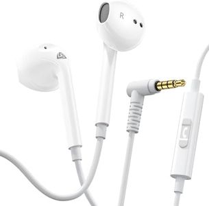 LUDOS Zenith Wired Earbuds in-Ear Headphones, 5 Years Warranty, Earphones with Microphone, Noise Isolation Corded for 3.5mm Jack Ear Buds for iPhone, iPad, Samsung, Computer, Laptop, Gaming - White