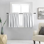 DONREN Offwhite Small Window Curtain Panels Room Darkening Curtain Valances Tiers for Bathroom with Rod Pocket (30 x 24 Inch,1 Pair)