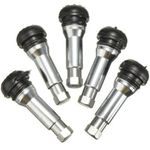 SHOPEE Car Chrome Alloy Copper Tubeless Rubber Wheel Tyre Valve Stem Dust Cap Cover -5pcs