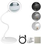 DUDSOEHO 3X Magnifying Glass with Light and Stand - LED Dimmable Magnifying Lamp for Work, Reading, Hobbies, Sewing, Crafts (White)