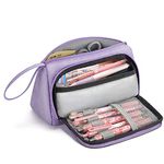 Mokani Pencil Pouch, Big Capacity Pencil Pen Case with Handle, Canvas Bag Stationery Box for Student Office College Middle School High School (Lavender)