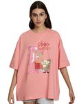 Fabflee Women's Regular T-Shirt (FB-NW-Oversize-514_XXL_Peach