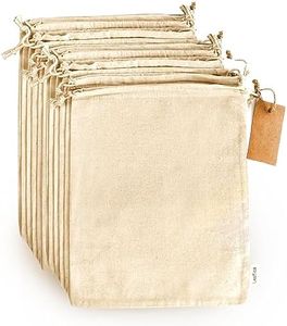 LEAFICO Cotton Produce Bags - Large 10x12 Inch - 12 Pcs Multipurpose Eco Cloth Bags - Muslin Bags with Drawstring - Canvas Bags - Vegetable and Bread Bags - Fabric Sachet Bags - Linen Bag