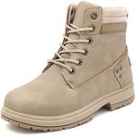 Athlefit Women's Lace up Ankle Boots Hiking Boots Work Low Heel Combat Booties size 8.5 Khaki