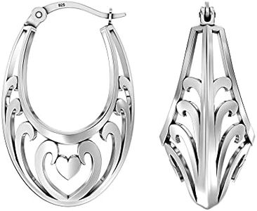 LeCalla Sterling Silver Antique filigrana Cut-Out Orecchino ad anello per Teen Girl