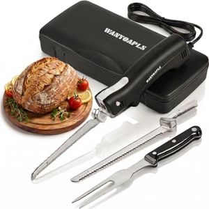Electric Knife for Carving Meat, Poultry and Bread with 2 Stainless Blades