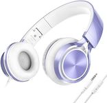 AILIHEN MS300 Wired Headphones, Stereo Foldable Headset for iOS Android Smartphone Laptop Tablet PC Computer (Violet)