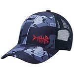 Kids Youth Fishing Sun Hat Mesh Back Adjustable Baseball Trucker Cap for Boys Girls Black Camo