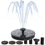 AMZtime Solar Fountain Pump 1W Bird Bath Fountain Solar Powered Water Fountain with 8 Nozzle Set & 4 Fixer, Solar Fountain Pump for Bird Bath, Garden, Pond, Pool