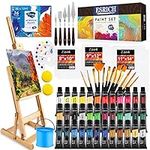 ESRICH Acrylic Paint Set,64PCS Painting Supplies with Wooden Easel,Paint Brushes,36Colors Acrylic Paint, Canvases,Palette,Paint Knives Etc,Painting Kit for Adults,Students,Hobbyists,Beginners
