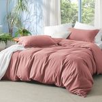 Bedsure Pink Clay Duvet Cover King Size - Polyester & Rayon Derived from Bamboo Cooling King Duvet Cover Set, 3 Pieces, 1 Zipper Closure Duvet Cover (104"x90") & 2 Pillow Shams, No Comforter