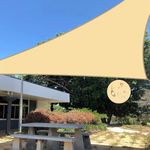 Husawka Shade Sail Triangle 16'×16'×16' Beige UV Block Canopy Waterproof Sun Shade for Backyard Patio Garden Pool Customized