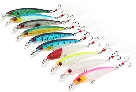 OriGlam 【Best Deals】 10pcs 3D Artificial Minnow Fishing Lures Baits Plastic Fishing Tackle CrankBait Bass Hard Bait Life-Like Swimbait Fishing Lure Bait